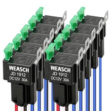 Pack Fuse Relay Switch Kit, 12V 30A, 4 Pin SPST, 30A Switch Harness 12V 4Pin 10