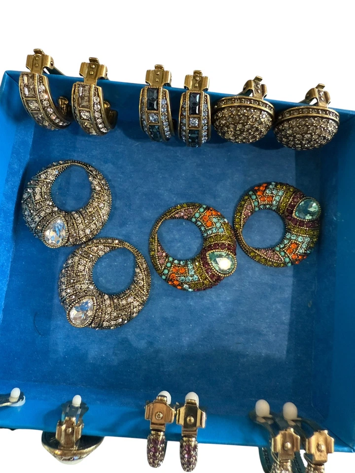 Heidi Daus Sparkling Interchangeable Clip On Earring Wardrobe Large Lot - Image 4 of 4