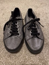 Superga 2750 Cotu Trainers Plimsols Black Silver  UK 7 Euro 41 NWOT