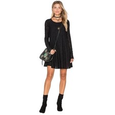 Show Me Your MuMu Tyler Babydoll Mini Dress Black Lace M