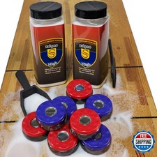 YDDS Shuffleboard Pucks Set of 8 - 2 5/16" 58mm with 2 Cans Sand