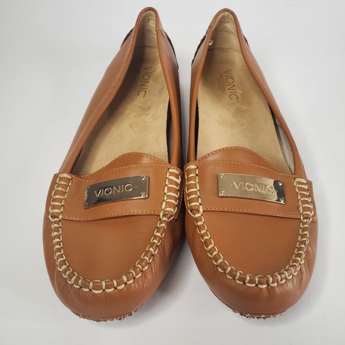Vionic Women’s 10 Tan Brown Comfort Sydney Leather Driver Slip On Loafers Shoes* - Picture 6 of 13