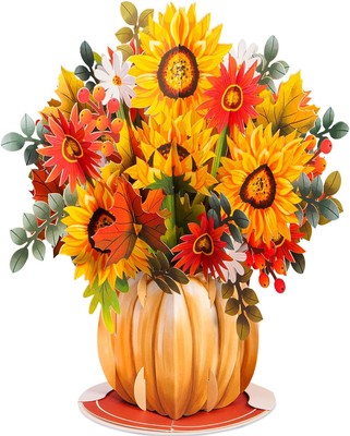 Paper Love HugePop Autumn Harvest Bouquet 3D Pop Up Card, with Detachable Paper