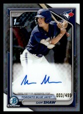 2024 Bowman #CPA-SS Sam Shaw Chrome Prospects Autographs Refractors #/499
