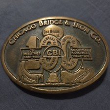Vintage Chicago Bridge Iron Co. Brass Belt Buckle 1989-Serialized-Made In USA