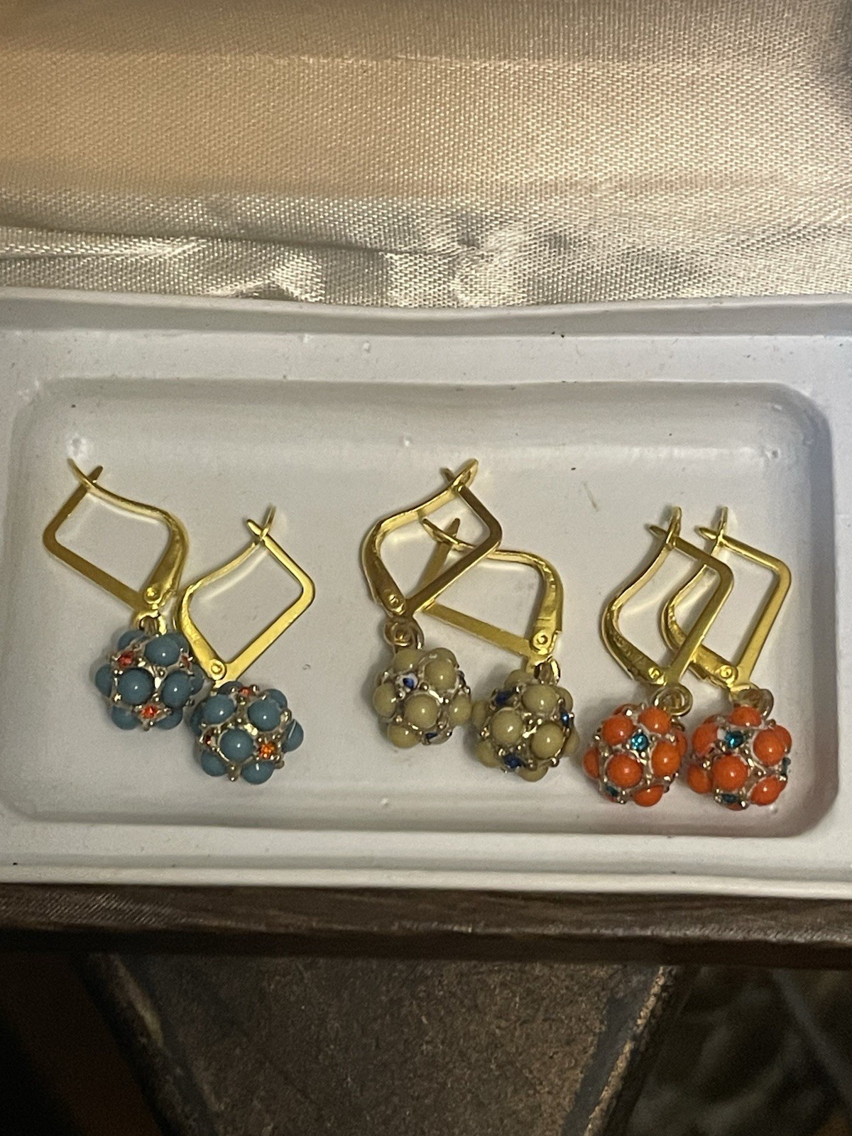 Vintage Set Bumpy Orb Dangle Earrings Unique/Rare - image 1