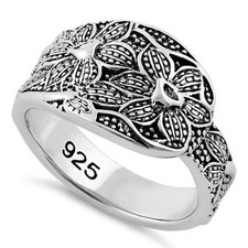 925 Sterling Silver Unique Flowers Ring