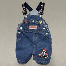 Vintage Hong Kong Disney Mickey Mouse Embroidered Denim Overalls 18M Handy Wear