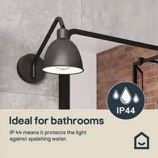 Image of Goodhome Fajana Wired Wall Light Mains GU10 Ip44 Black Suitable For Bathroom