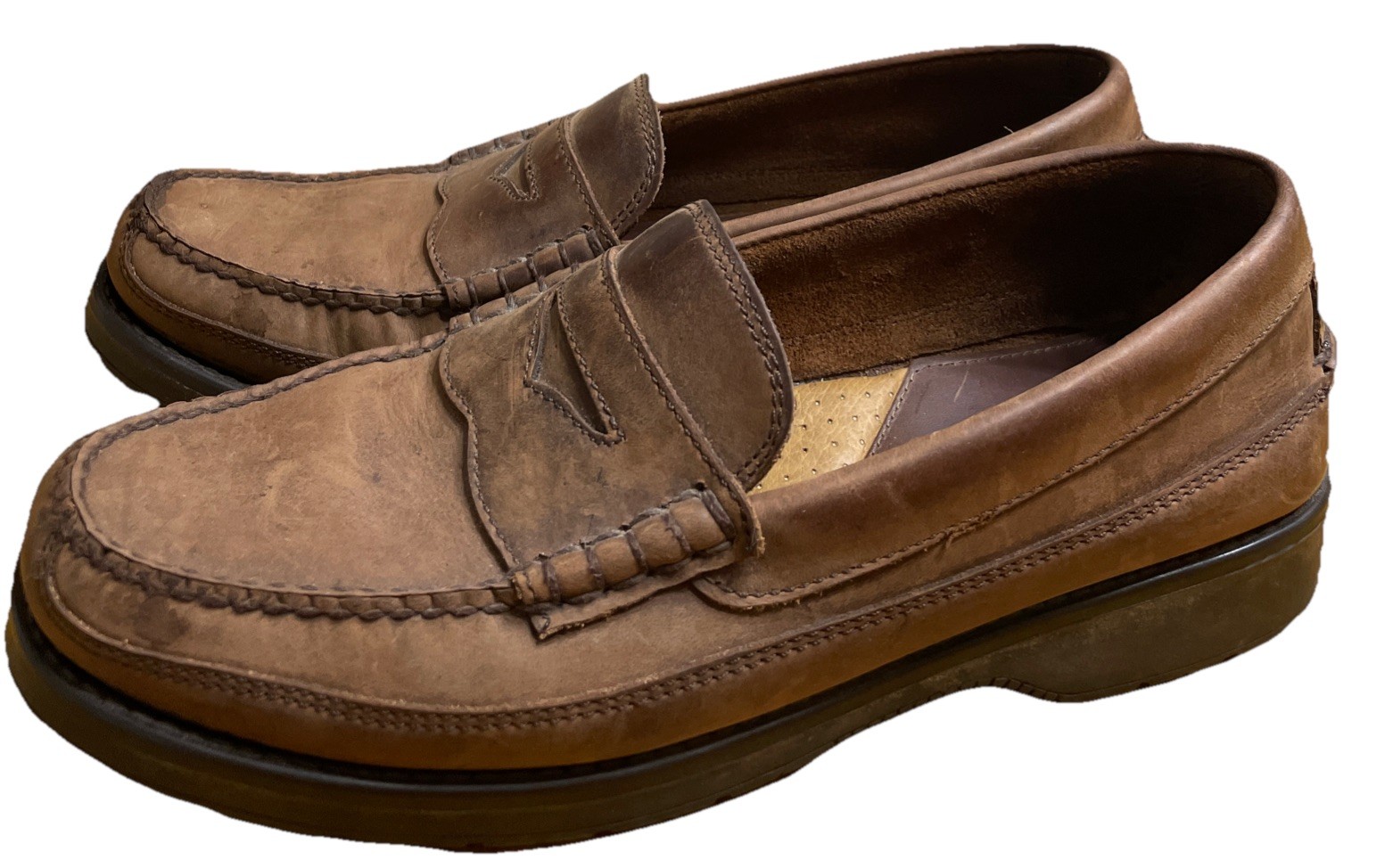 SAOLA G.H. Mocassini Bass TRADER in pelle taglia 12M marrone scamosciato suola in gomma pesante