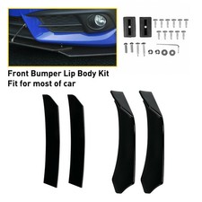 Universal Car Front Bumper Lip Splitter Fins Body Spoiler Canards Trim Black UK