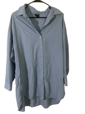 Lindex Size Large Blue Chambray Boyfriend Shirt Dress Lagenlook Academia Minimal