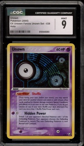 Pokemon Unown EX Unseen Forces Unown Set Holo Rare #I/28 CGC 9 Mint