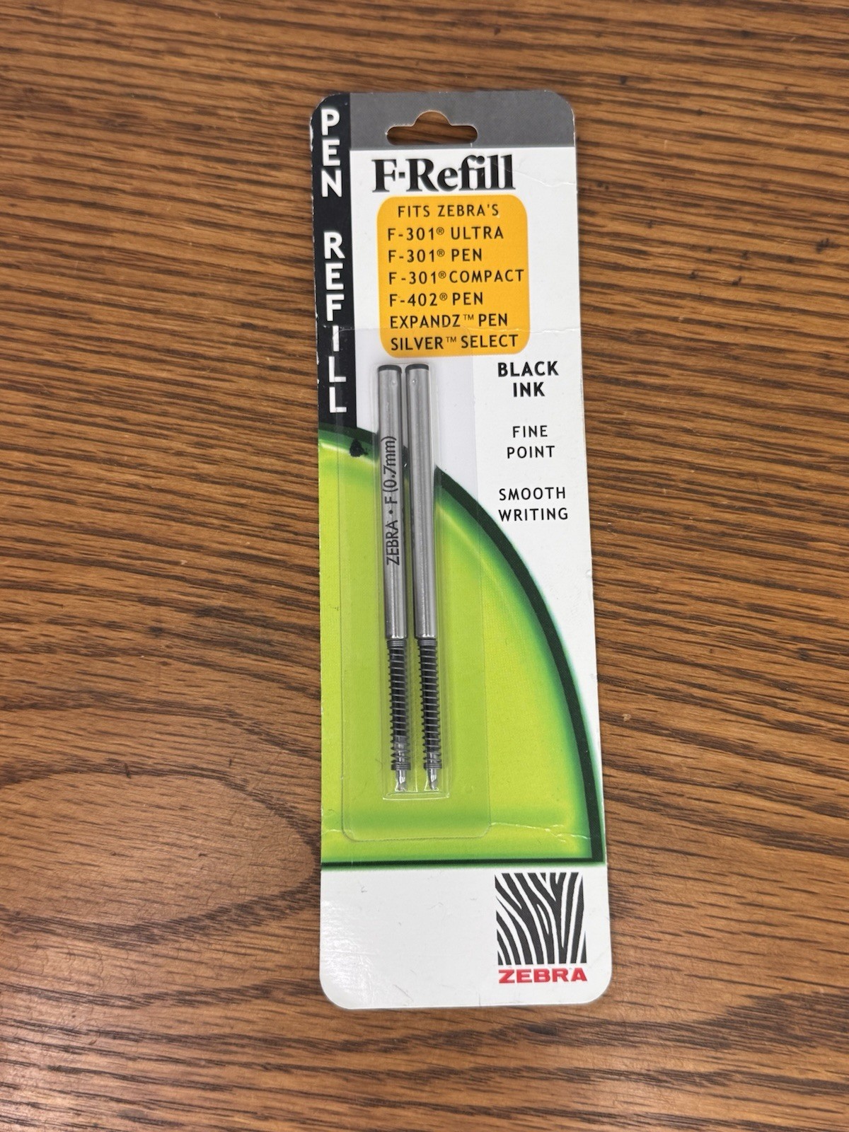 Zebra Pen F-Refill Black Ink 2 Pack F-301 Ultra/Pen/Compact F-402 Pen Fine Point