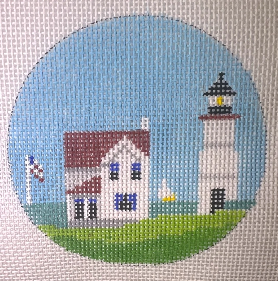 CAT'S CRADLE Lighthouse Ornament Hand Painted Needlepoint Canvas