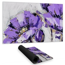 Begin Home Decor C1DM1424QPPIHJ 14 x 24 in. Purple Abstract Flowers Desk Mat ...