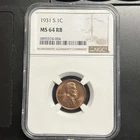 1931 S Lincoln Wheat Cent NGC MS64 RB- Ready to ship