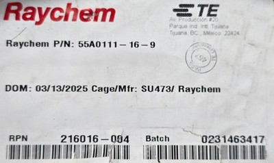 Raychem/TE 55A0111-16-9 #16awg XL-ETFE Spec 55 Hook-Up/Lead Wire White /50ft