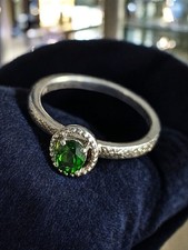 Women's Sterling Silver. 925 Ring With Green Emerald Colored Gem CZ Stone