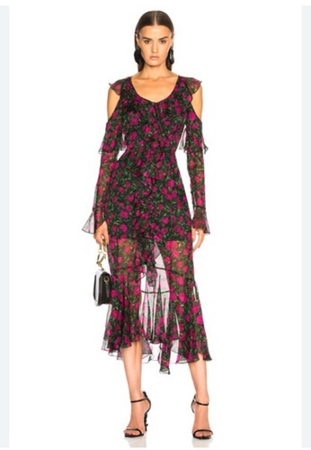 Raquel Diniz 100% silk maxi dress ruffled floral size XS $1500 romantic Bohemian