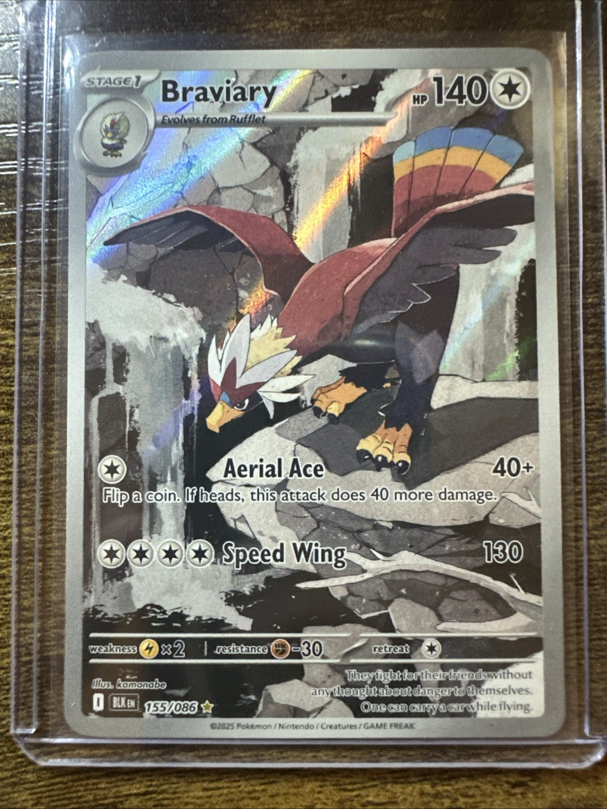 Braviary 155/086 Illustration Rare, Black Bolt, Full Art Holo, Pokemon TCG, NM