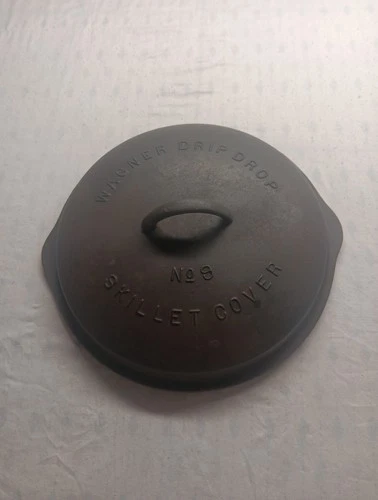 WAGNER WARE  #9 Cast Iron DRIP DROP  Raised Letter Skillet Cover 1069  RESTORED