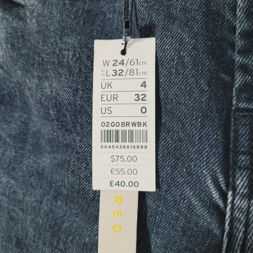 BNWT NEW TOPSHOP LADIES JEANS 4 FADED BLACK W24 L32 STRAIGHT CROP D12 - Picture 5 of 11