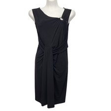 MICHAEL Michael Kors Black Draped Asymmetrical Cocktail Midi Dress Women's 4