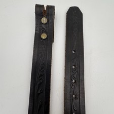 VTG Hand Tooled Leather Belt 1.5  Western Log Font  REGINA  Floral Scroll Sz 28