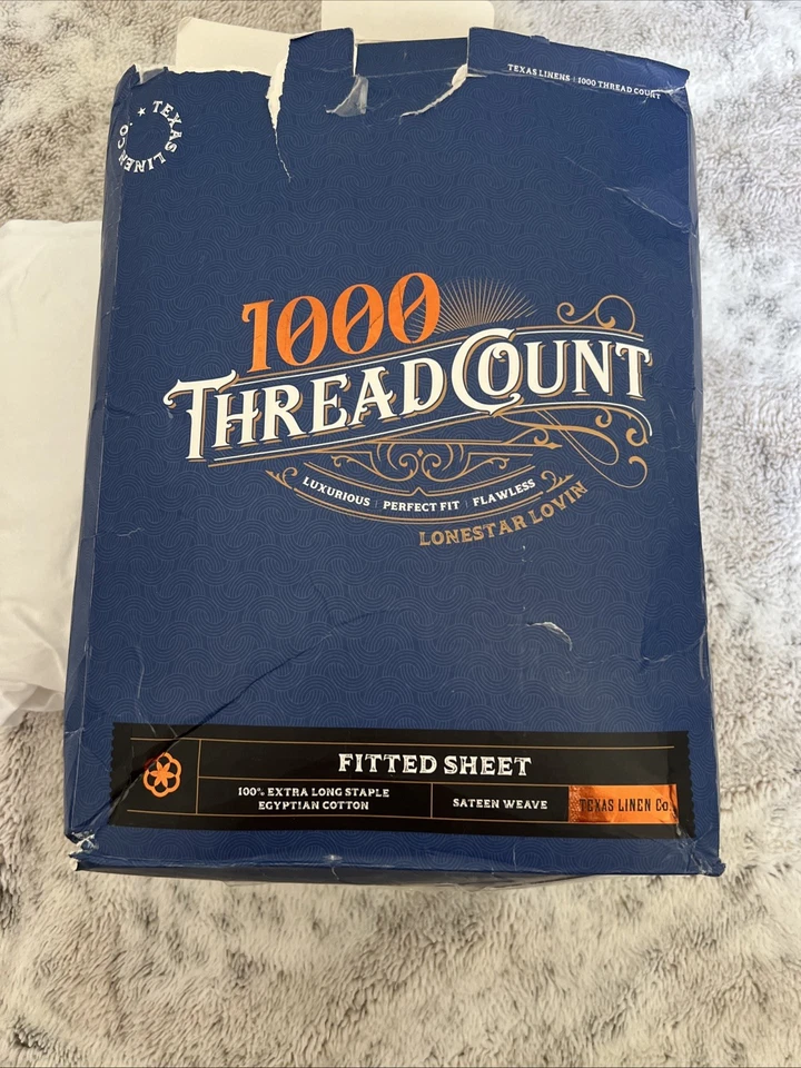 Texas Linen Co. Sábana bajera de lujo de algodón egipcio California King solo 1000TC Foto 4 de 4