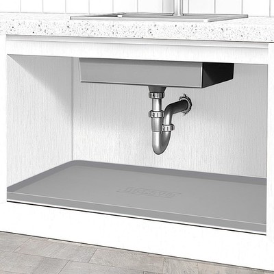 Under Sink Mat for Kitchen Waterproof, 28'' x 19'' Silicone Under Sink Liner Ki...