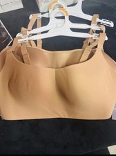Set of 3 Women s Beige Seamless Wireless Bralette Bras,Adjustable Straps.
