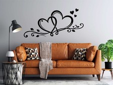 Wall Stickers Double Heart Love Art Bedroom Home Vinyl Decor Decals Living Room