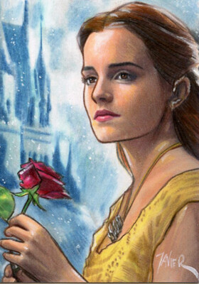 Beauty the Beast BELLE Emma Watson DISNEY SKETCH Card PRINT open