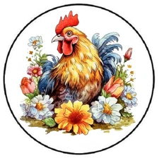 FLORAL ROOSTER ENVELOPE SEALS LABELS STICKERS PARTY FAVORS