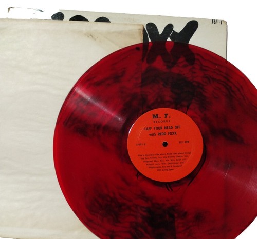 Disque vinyle Redd Foxx Laff Your Head Off rouge noir tourbillon vintage - Photo 4/5