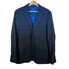 Robert Graham Wool Blazer Classic Fit Striped Sport Coat Mens 40 Navy