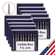 10-100PCS Dental Carbide Steel Burs Pear-Shaped for High Speed Handpiece FG-245