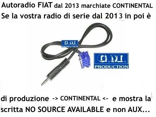 Cavo Aux Fiat Panda 2013 [NO SOURCE AVAILABLE] solo autoradio CONTINENTAL mt.1,4