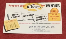 Vintage shell gasoline heating oil Postcard size advertisement October calendar