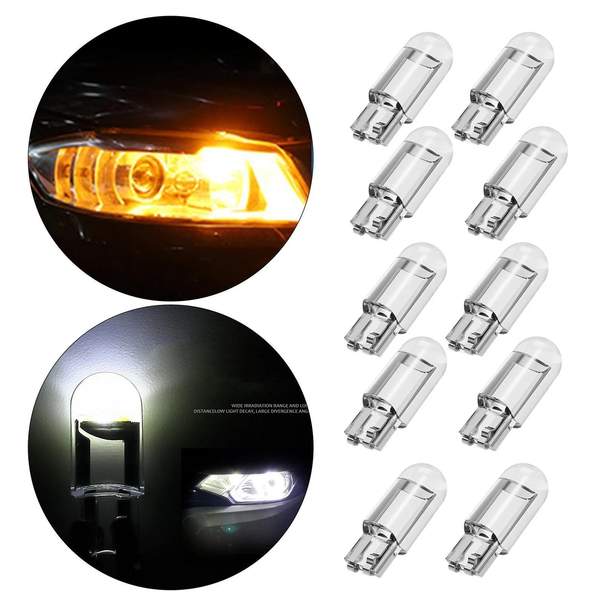 10x Bright T10 COB LED Car Interior Light LED Wedge Light Bulb