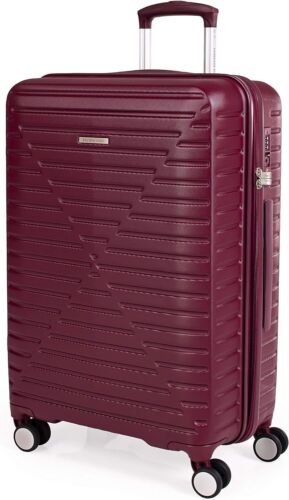 London Fog ABS Hard Shell 24 Inch Suitcase - Travel Luggage M Tuscan Red