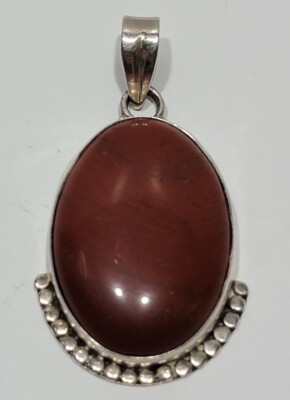STERLING SILVER & RED CARNELIAN GEMSTONE PENDANT MARKED 925 ESTATE FIND