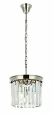 Chandelier Crystal Kitchen Island Dining Room Polished Nickel Pendant Light 12"