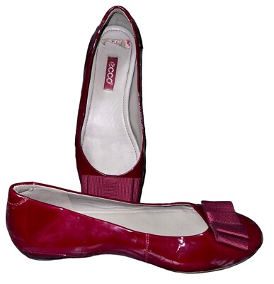ECCO FLAT SHOES WOMENS BURGUNDY RED LEATHER UPPER SIZE 37