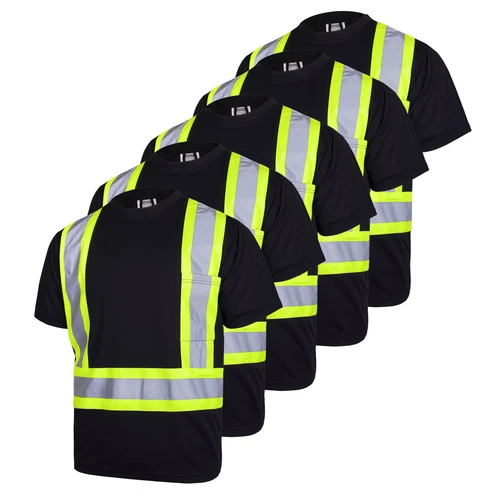 5 pack Hi Vis Black Shirt Reflective Safety Short Sleeve HIGH VISIBILITY - product listing photo