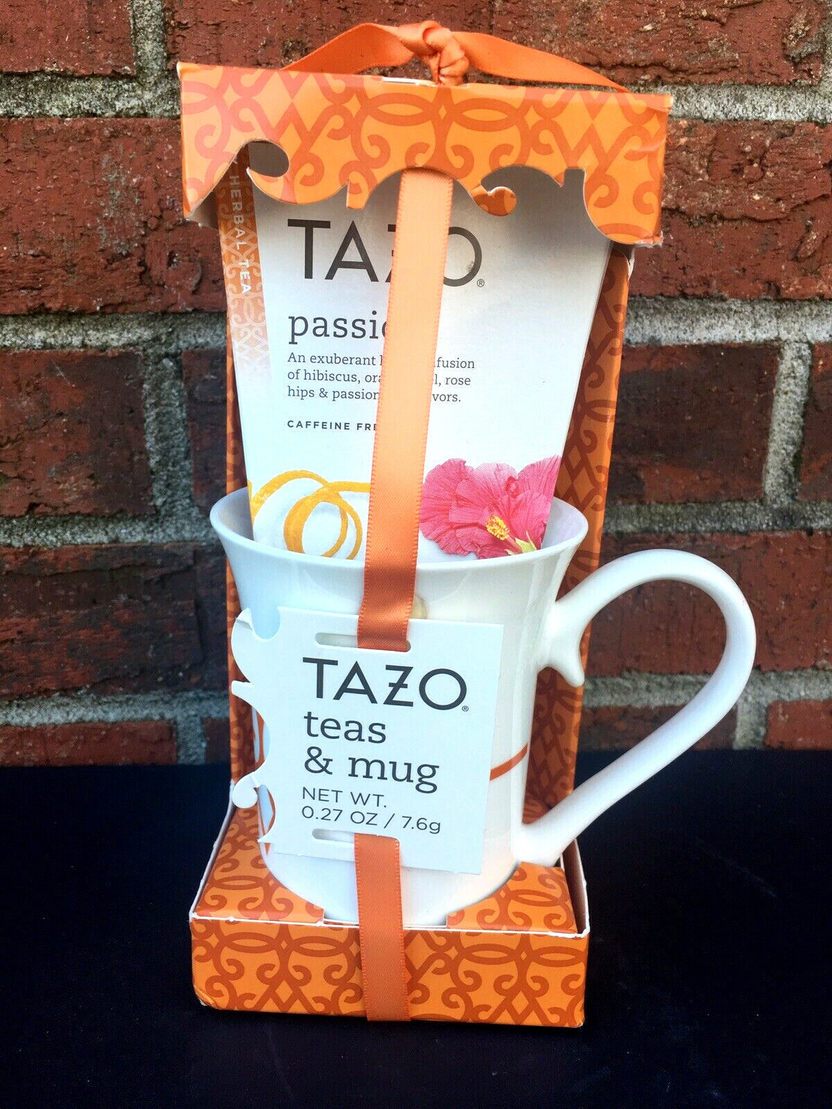& Mug Passion White Orange Diamond Scroll Handle Gift Set Ne