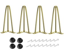10 Inch Hairpin Table Legs 1/2 Dia 3-Rods Hairpin Feet DIY Gold Hairpin Coff...