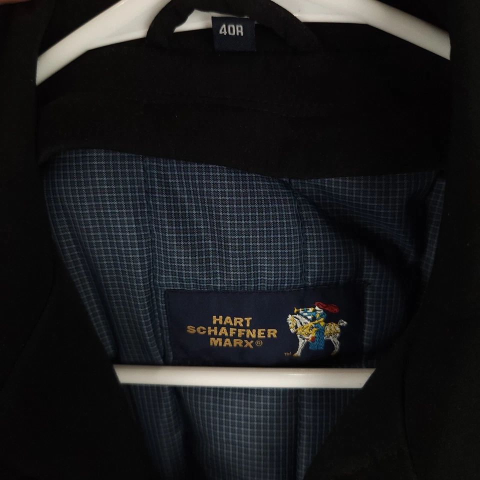 Abrigo Hart Schaffner Marx Para Hombres 40 R Negro Trench Jacket Lana Forrado Abotonado Foto 4 de 4
