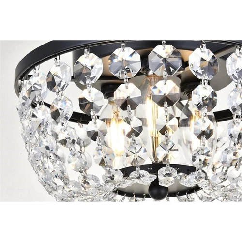 Elegant Lighting Cora 10" Iron and Crystal Flush Mount in Black - Picture 6 of 8